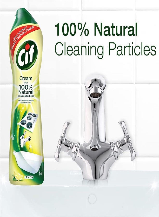 سى اى اف كريم سيف لتنظيف الأسطح بالليمون للمطبخ والحمام | يزيل الأوساخ والشحوم بنسبة 100% مع جزيئات تنظيف طبيعية لأسطح لامعة | مستورد | 3 × 500 مل، أصفر - Image 4