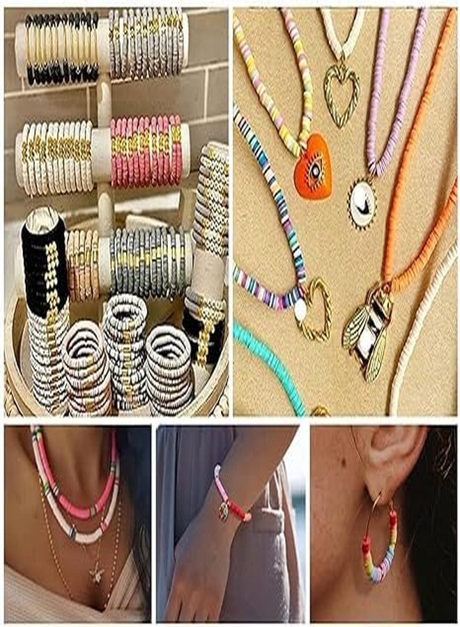 Zekista مجموعة خرز زيكيستا DIY لصنع الأساور والمجوهرات، خرز من طين البوليمر الناعم مع فواصل، طقم حرفي باللونين الأسود والأبيض للبنات والأولاد والنساء، طقم صنع المجوهرات (مجموعة خرز DIY - 1) - Image 4