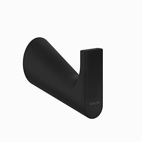 Kohler Accent™ Single Robe Hook | Door Mount Robe Hanger | Contemporary Straightline Design | Easy Install with Hardware | Rust Resistant Durable Metal Build | Matte Black Finish | 2 Yrs Warranty - Image 1