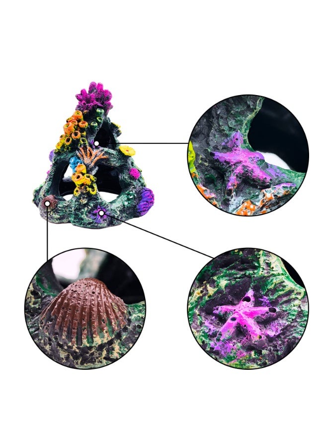 Coral Aquarium Colorful Coral Reef Set Fish Tank Decorations, Fish Tank Decorations Resin Rock Mountain Cave Decorations, Suitable for Aquarium Environment Decoration Accessories, Coral Mountain x1 (Size: 6.3 x 4.7 x 4.7 inches), Aquatic Plants x4 - Image 2
