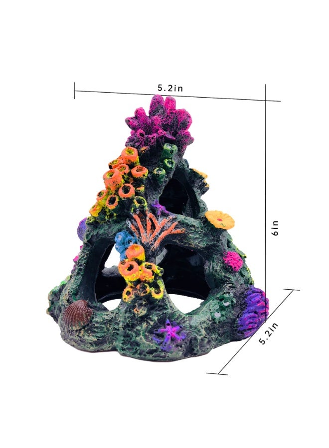 Coral Aquarium Colorful Coral Reef Set Fish Tank Decorations, Fish Tank Decorations Resin Rock Mountain Cave Decorations, Suitable for Aquarium Environment Decoration Accessories, Coral Mountain x1 (Size: 6.3 x 4.7 x 4.7 inches), Aquatic Plants x4 - Image 5