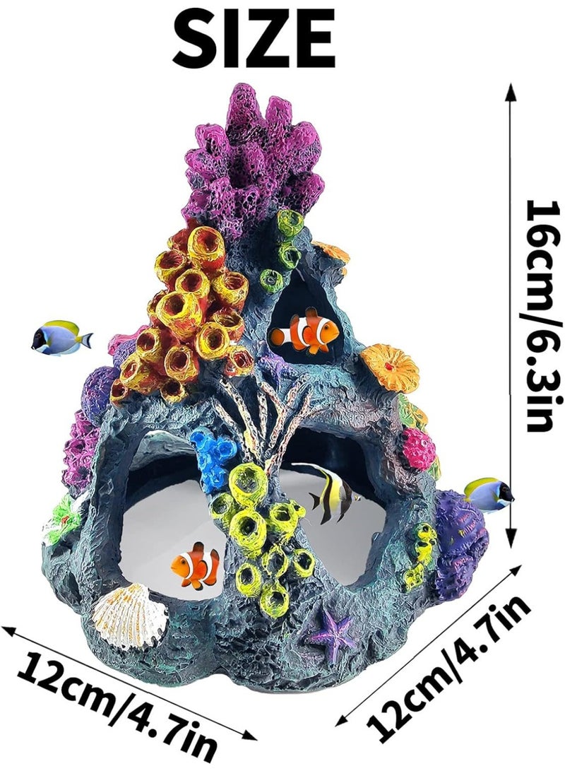 Coral Aquarium Colorful Coral Reef Set Fish Tank Decorations, Fish Tank Decorations Resin Rock Mountain Cave Decorations, Suitable for Aquarium Environment Decoration Accessories, Coral Mountain x1 (Size: 6.3 x 4.7 x 4.7 inches), Aquatic Plants x4 - Image 4
