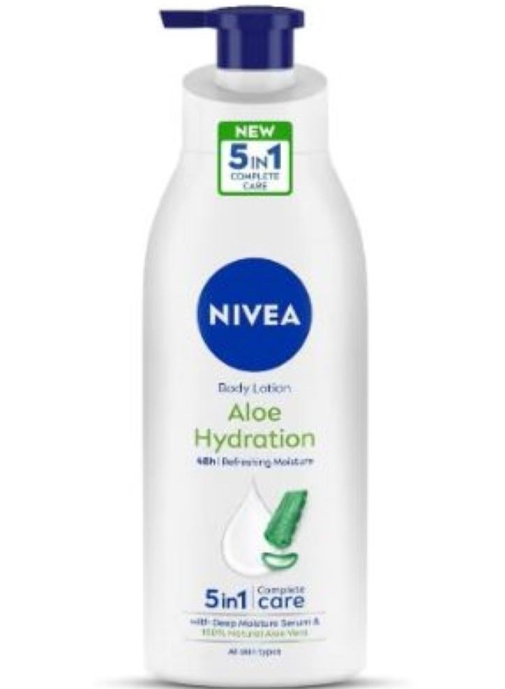 Nivea Body Lotion Moisturizer for Normal to Dry Skin, 48h Moisture Care, Soothing Aloe Vera Hydration, 400ml - Image 1