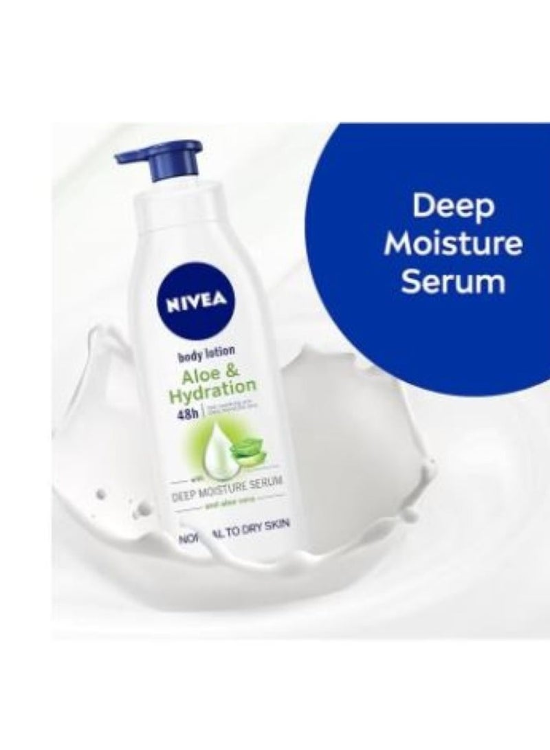 Nivea Body Lotion Moisturizer for Normal to Dry Skin, 48h Moisture Care, Soothing Aloe Vera Hydration, 400ml - Image 2