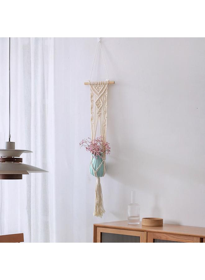 Bluejw New Nordic Style Hand-woven Tapestries Cotton Rope Hanging Basket Plant Decorative Potted Mesh Bag Tassel Decorative Wall Hanging  - Image 4