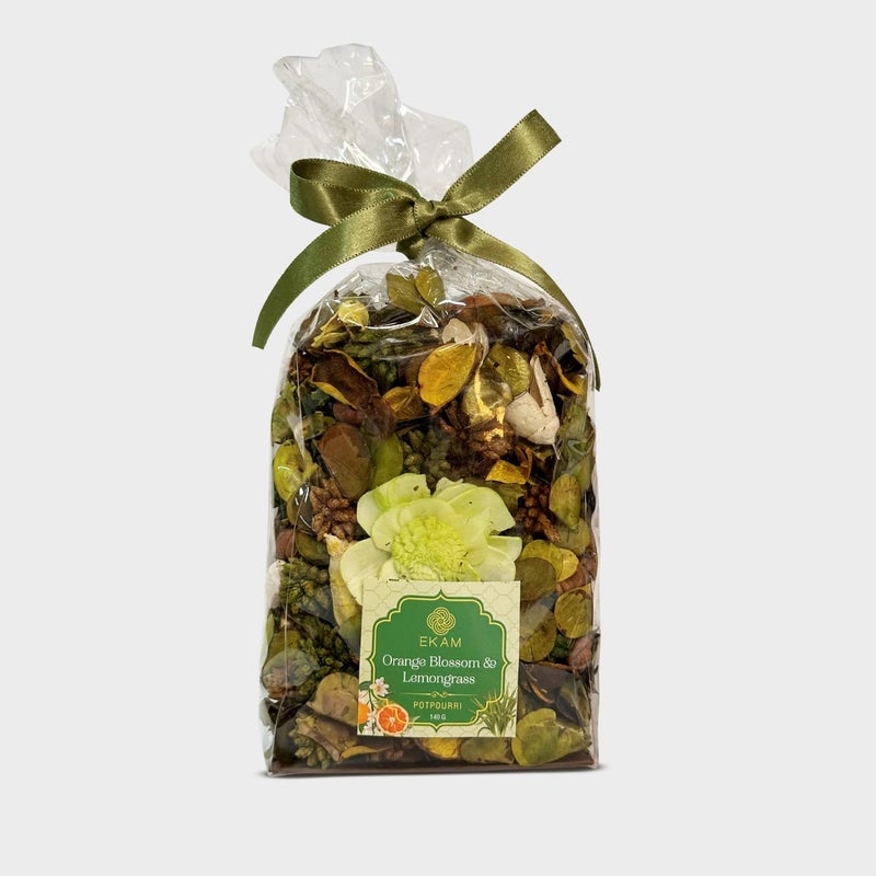 EKAM EKAM 140g Scented Potpourri Pouch Dried Leaves and Flowers for Natural Dcor Mood Enhancement Multicolour Orange Blossom Lemongrass Fragrance  - Image 1