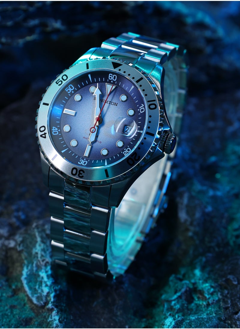 MOEMTON MOEMTON Germany Band Marine Men's Automatic Mechanical Watch Rotating Dial with Date 100m Water Resistant Blue and White Gradient Dial Stainless Steel Case M124.BSSA01  - Image 2