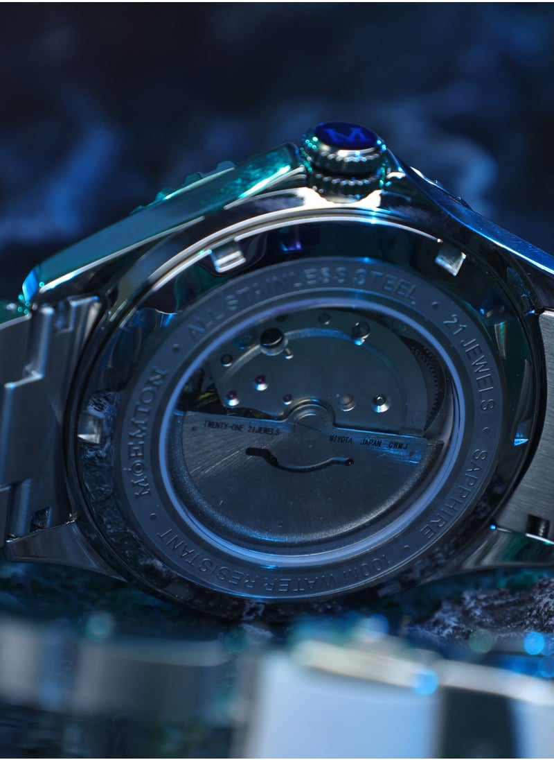 MOEMTON MOEMTON Germany Band Marine Men's Automatic Mechanical Watch Rotating Dial with Date 100m Water Resistant Blue and White Gradient Dial Stainless Steel Case M124.BSSA01  - Image 4