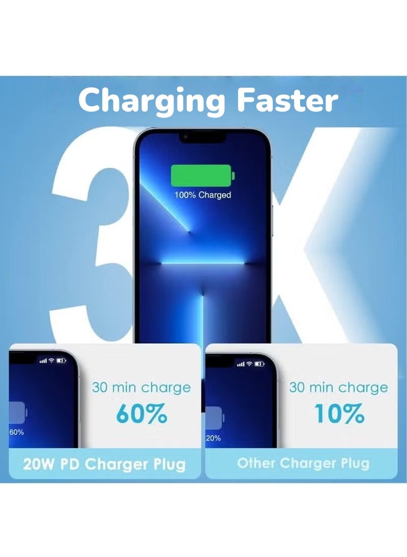 Rock Pow - iPhone 20W Fast Charger | USB C Wall Fast Charger with USB C to Lightnning Cable Compatible with iPhone 14/14 Pro/14 Pro Max/13/12/SE2020/11/XR/XS Max/X/iPad - Image 1