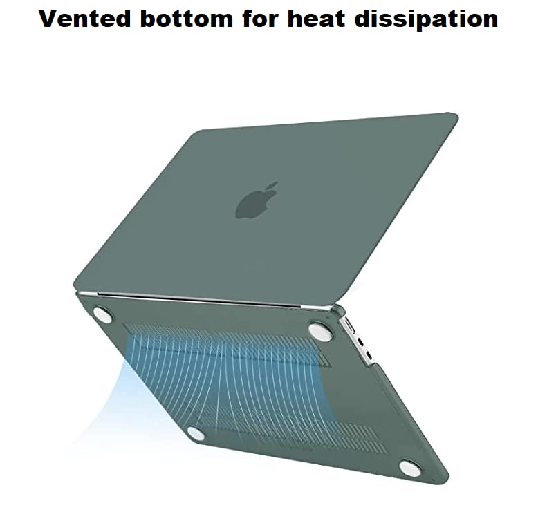 Midkart Case Compatible with MacBook Air 13.6 inch M5 M4 M3 M2 Release 2026-2022 A3449 A3240 A3113 A2681 Touch ID Hard Shell Cover Keyguard Dust Plugs for MacBook Air 13 inch Case, Midnight Green - Image 5