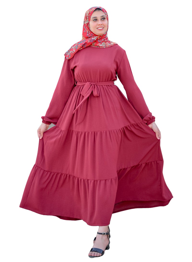 Casual Dresse Lady's Dark Red Color - Image 1