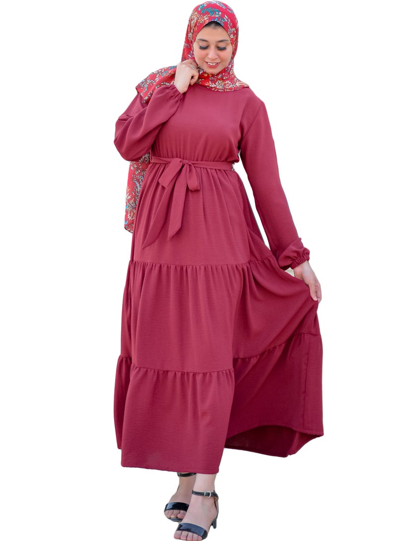 Casual Dresse Lady's Dark Red Color - Image 3