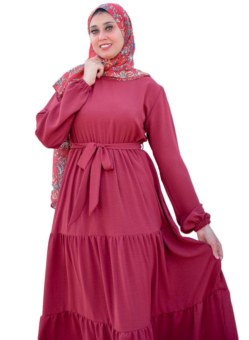 Casual Dresse Lady's Dark Red Color - Image 2