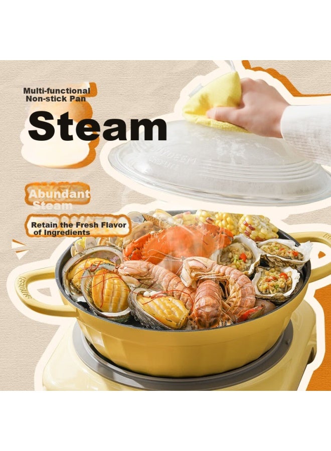 Buydeem Multi-functional Non-stick Steamer Pot Soup Pot Induction Cooker Special Steaming, Cooking, And Frying 28cm Light Green - Image 3