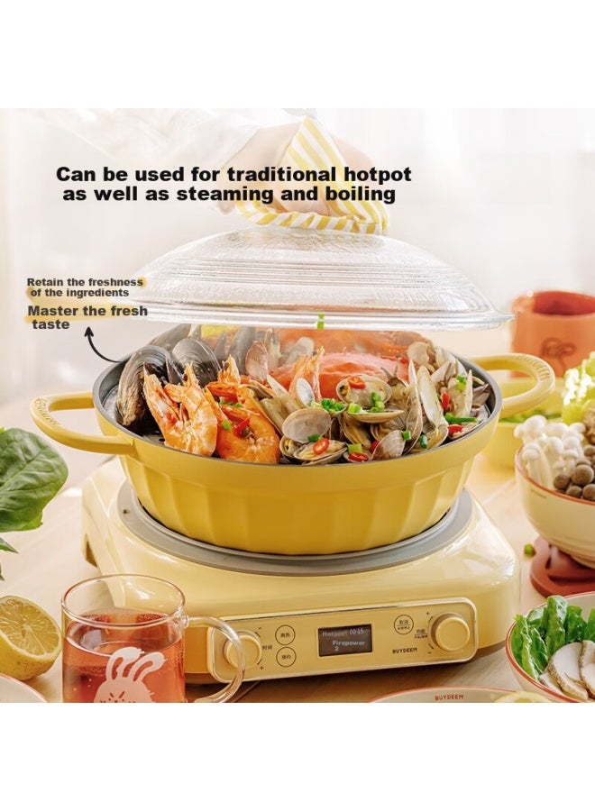 Buydeem Multi-functional Non-stick Steamer Pot Soup Pot Induction Cooker Special Steaming, Cooking, And Frying 28cm Light Green - Image 2
