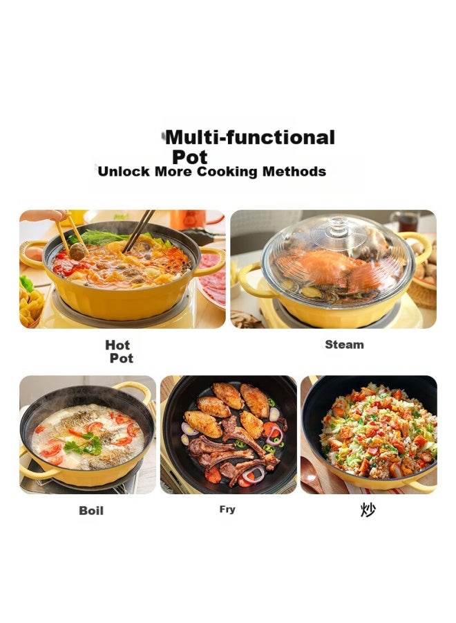 Buydeem Multi-functional Non-stick Steamer Pot Soup Pot Induction Cooker Special Steaming, Cooking, And Frying 28cm Light Green - Image 4