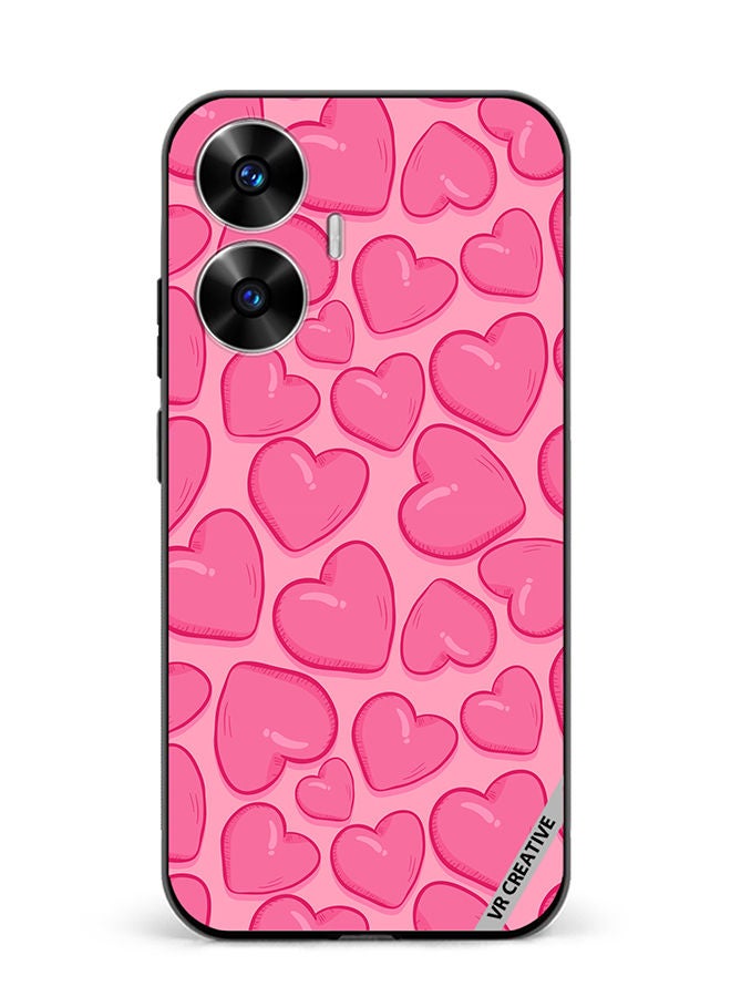 VR CREATIVE Protective Case Cover For Realme C55 Pink Herat Design Multicolour - Image 1
