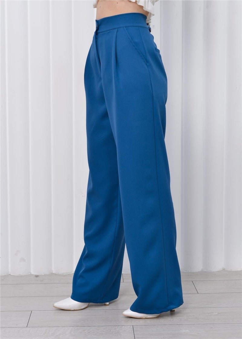 Nuseel Women's High Waist Palazzo Pants Blue  - Image 5