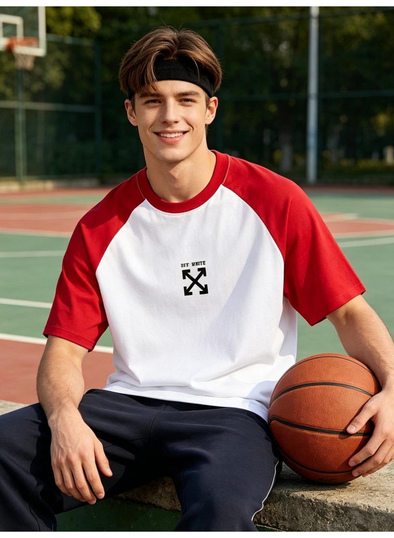 OFF-WHITE Loose short-sleeved T-shirts for men and women with shoulder inserts in summer with contrast stitching. - Image 1