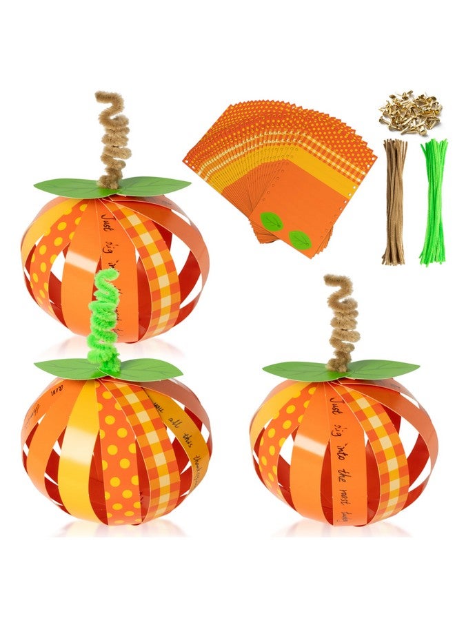BeYumi 30Pcs Thanksgiving Paper Strip Pumpkin Craft Kit DIY Fall Gratitude Pumpkin Thankful Crafts Autumn Holiday Religious Crafts Decor Home School Classroom Party Fun Activities for Kids - Image 1