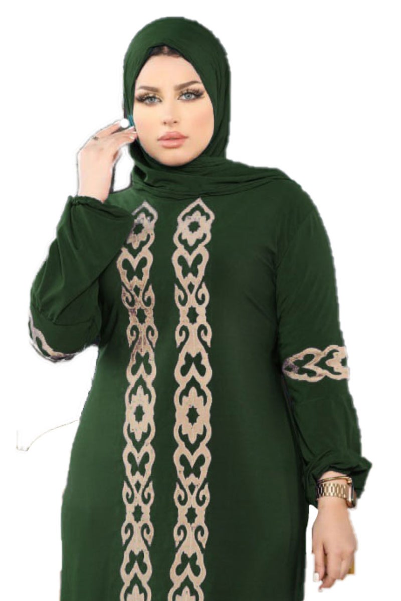 إسدال صلاة فيزون مقاس واسع و أكمام مريحة و ألوان ثابتة مكون من 2 قطعة موديل 7121 , زيتي - Image 2