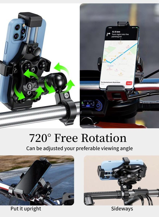 Kewig Motorcycle Phone Mount- [Vibration Dampener] [High-Speed Secure Lock] Motorcycle Cell Phone Holder, Bike Phone Handlebar Mount for iPhone 16/15/14 Pro Max, 4.7-7.2" Smartphone - Image 5