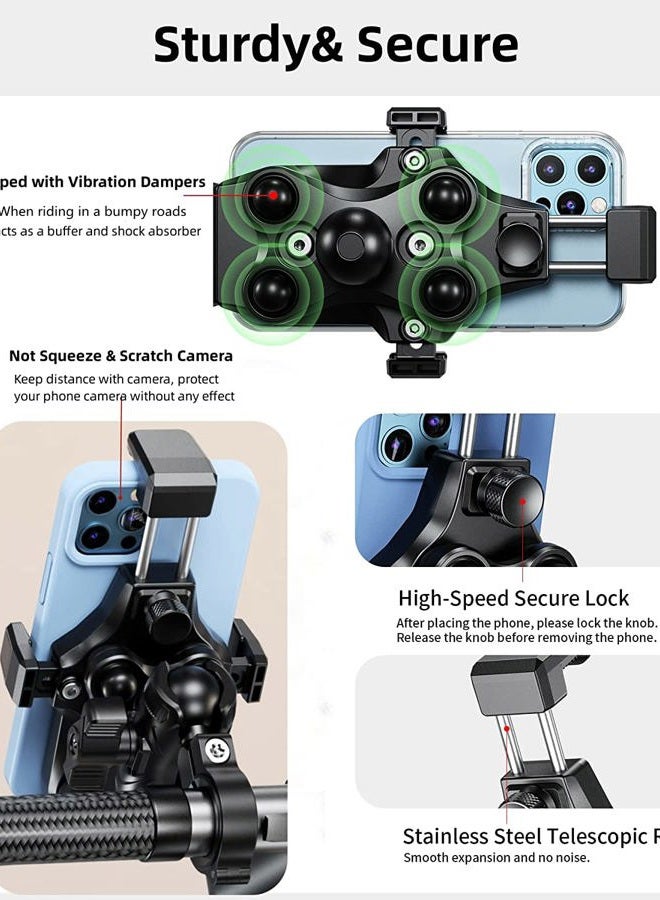 Kewig Motorcycle Phone Mount- [Vibration Dampener] [High-Speed Secure Lock] Motorcycle Cell Phone Holder, Bike Phone Handlebar Mount for iPhone 16/15/14 Pro Max, 4.7-7.2" Smartphone - Image 3
