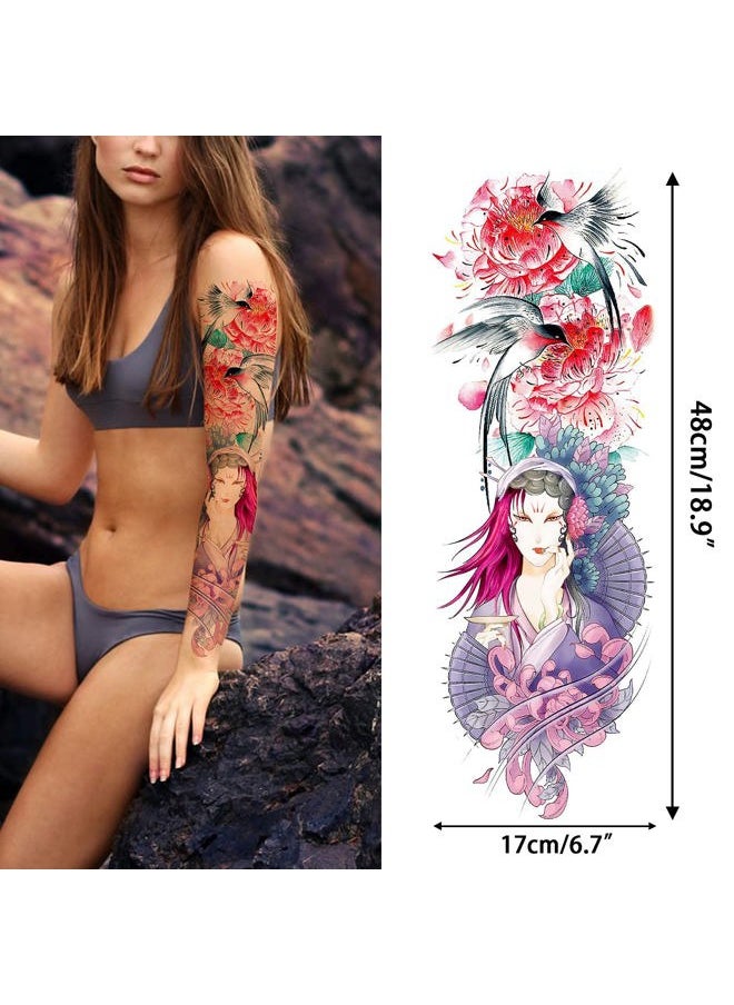 Aresvns - Temporary Tattoo for Women Teen Girls and kids,8 Sheets (L19“xW7”) Sleeve tattoo Flowers,Waterproof Realistic Fake Tattoos Long-Lasting Christmas Gift - Image 1