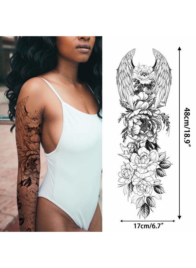 Aresvns - Temporary Tattoo for Women Teen Girls and kids,8 Sheets (L19“xW7”) Sleeve tattoo Flowers,Waterproof Realistic Fake Tattoos Long-Lasting Christmas Gift - Image 1