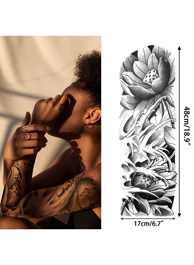 Aresvns - Temporary Tattoo for Women Teen Girls and kids,8 Sheets (L19“xW7”) Sleeve tattoo Flowers,Waterproof Realistic Fake Tattoos Long-Lasting Christmas Gift - Image 1