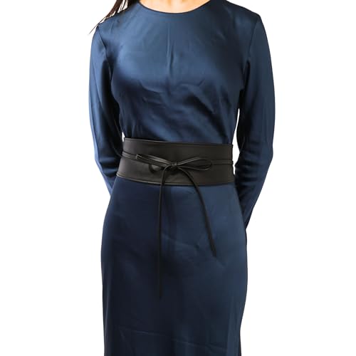 FASHIONGEN - Woman Italian leather Obi belt, CASSIANE - Black, S-M - Image 3