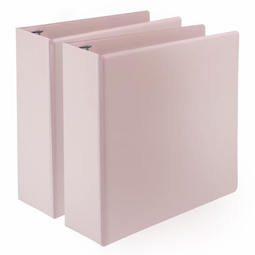 Samsill Plant-Based 3 Inch Durable D-Ring, Made in USA, View Binder, Eco-Friendly, USDA Certified Biobased, 2 Pack, Rose - Image 1