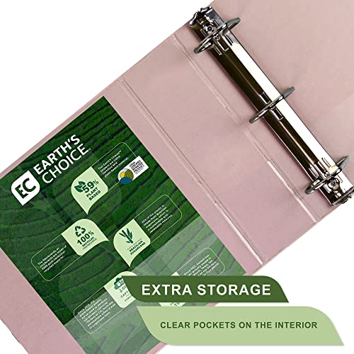 Samsill Plant-Based 3 Inch Durable D-Ring, Made in USA, View Binder, Eco-Friendly, USDA Certified Biobased, 2 Pack, Rose - Image 4
