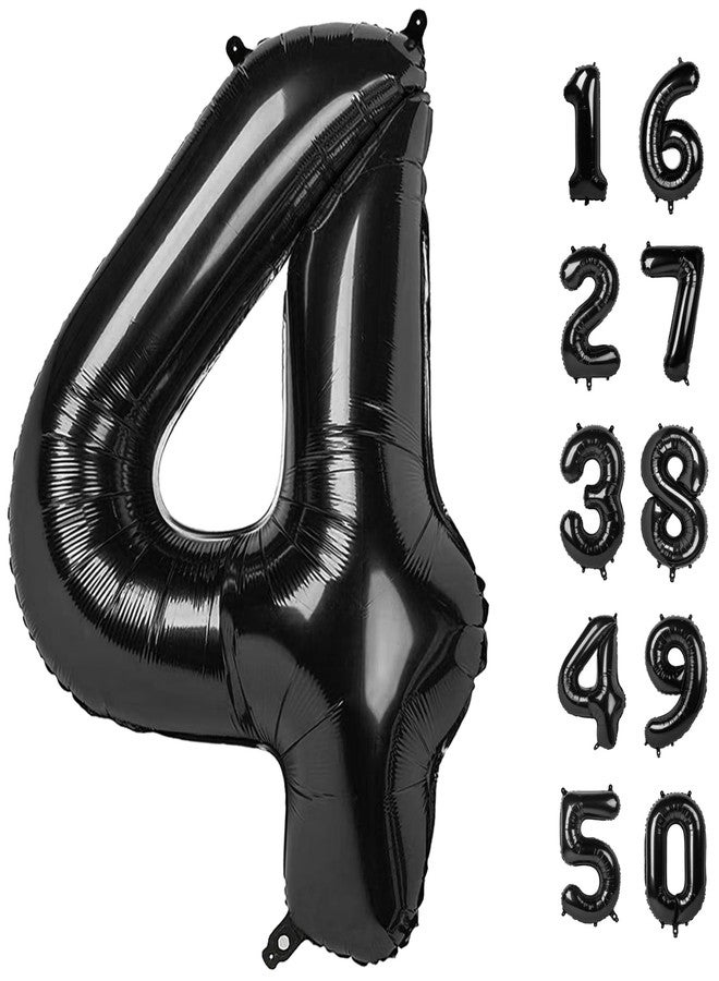 Kelfuoya 40 Inch Black Number 4 Balloon Number 4 Balloon 40 Inch, 4th 14th 24th Birthday Party Decorations for Boy or Girl Huge Mylar Anniversary Party Supplies - Image 1