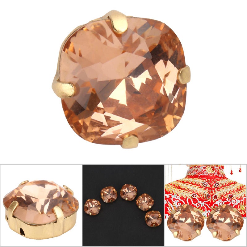 5 PCS Classic 12mm Round Corner Crystal Glass Sewing Stone Pointed Rhinestone (Champagne) - Image 3