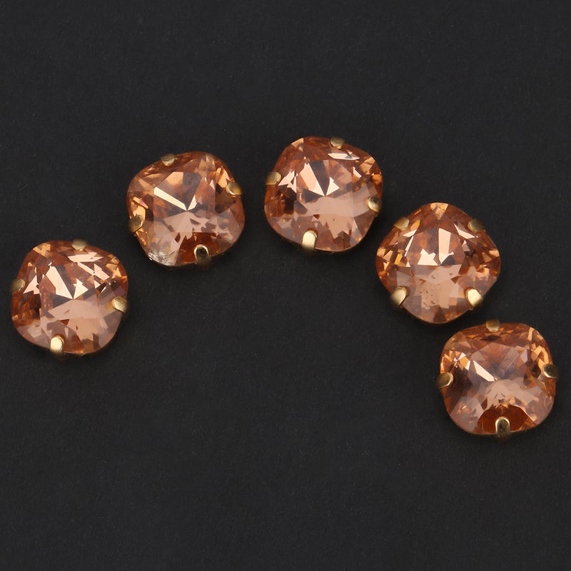 5 PCS Classic 12mm Round Corner Crystal Glass Sewing Stone Pointed Rhinestone (Champagne) - Image 2