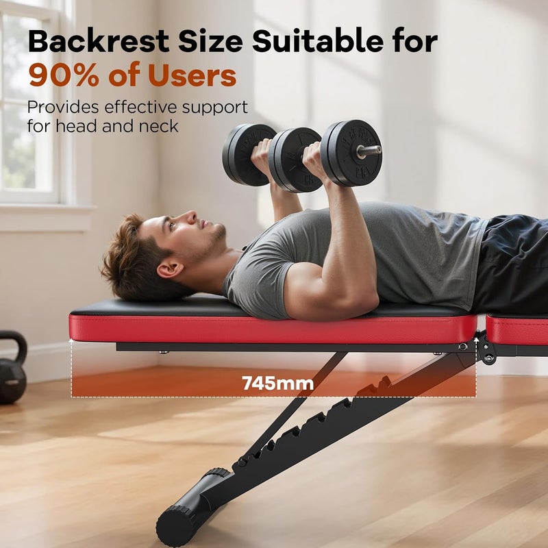 FEIERDUN NICEPEOPLE Foldable Basic Weight Bench for Home Gym, Full Body Workout Bench with 8 Backrest Positions, 660lbs Capacity, Adjustable Bench - Image 4