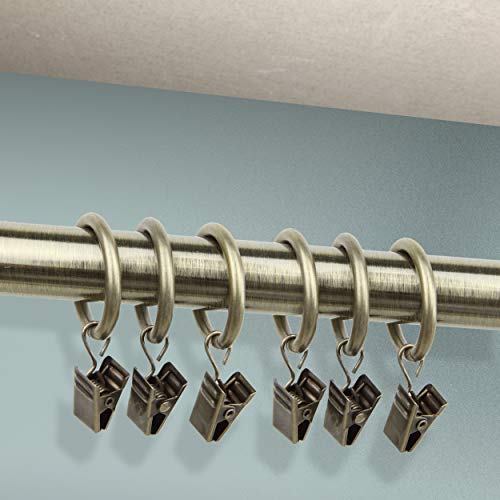 Rod Desyne 10 Count 1-Inch Curtain Rings with Clip for Windows, Antique Brass - Image 4