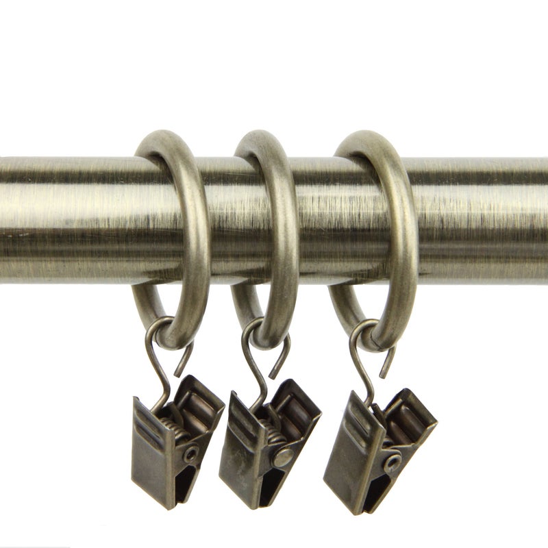 Rod Desyne 10 Count 1-Inch Curtain Rings with Clip for Windows, Antique Brass - Image 5