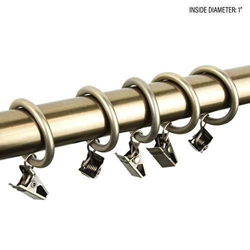 Rod Desyne 10 Count 1-Inch Curtain Rings with Clip for Windows, Antique Brass - Image 2