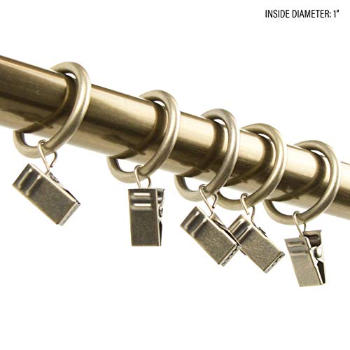 Rod Desyne 10 Count 1-Inch Curtain Rings with Clip for Windows, Antique Brass - Image 3