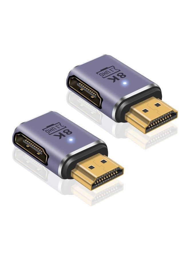 8K HDMI Adapter, HDMI 90 Degree Adapter, 2.1 Male to Female Adapter, 48Gbps UHD HDMI Extender Connector Supports High Speed Video and Audio for HDTV, Laptop, 2pcs - Image 1