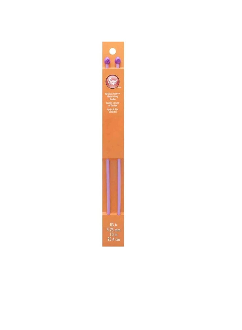 Boye Single Point Plastic Knitting Needles 10in Size 6/4mm