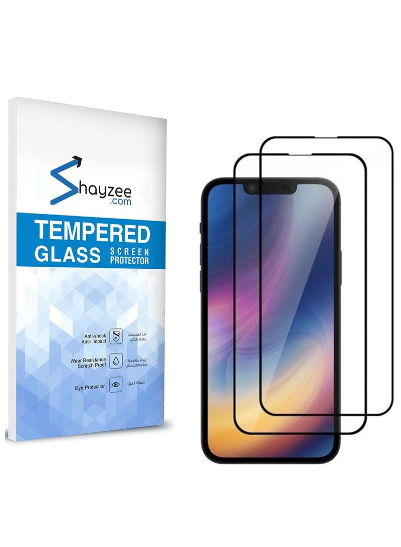 shAyzee 2 Pack Tempered Glass Screen Protector For iPhone 13 mini 5.4 Inch Clear/BLACK - Image 1