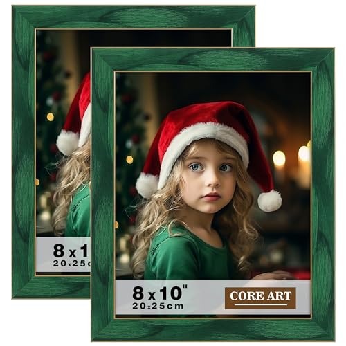 CORE ART 8x10 Picture Frames Green Photo Frames Set of 2, 8 by 10 Colorful Frame with HD Plexiglass, Wall or Tabletop Display - Image 1