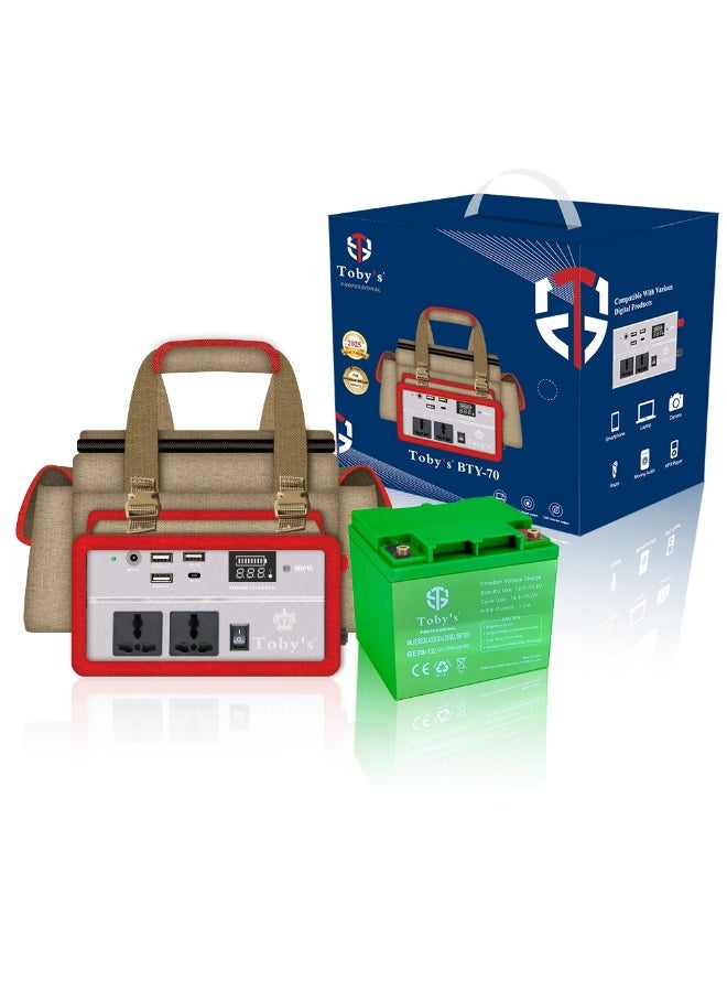 توبيز بطارية توبي BTY 70 بسعة 55000 مللي أمبير، بطارية قابلة للشحن مع محول طاقة 220 فولت، مثالية للتخييم - Image 1