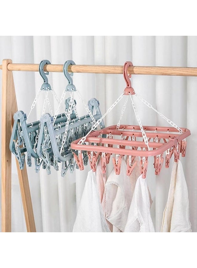 Swivel Clothes Drying Rack With 32 Clips - Sock Dryer, Laundry Hanger for Travel, Underwear Drying Clip - Image 2