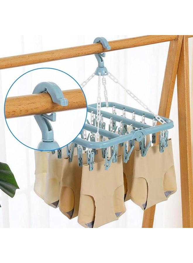 Swivel Clothes Drying Rack With 32 Clips - Sock Dryer, Laundry Hanger for Travel, Underwear Drying Clip - Image 4