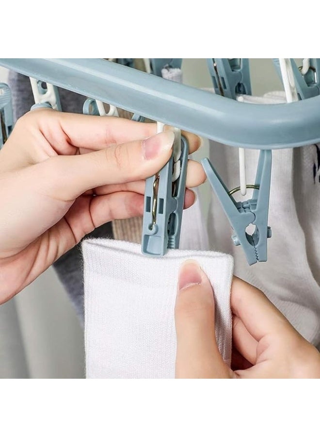 Swivel Clothes Drying Rack With 32 Clips - Sock Dryer, Laundry Hanger for Travel, Underwear Drying Clip - Image 3