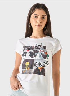 SP Characters تي شيرت برقبة دائرية بطبعة لوني تونز  - Image 1